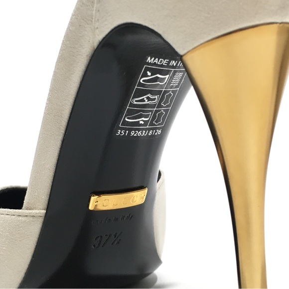 GUCCI PRISCILA ANKLE CUFF PUMPS -LEATHER AND SUEDE -WHITE -US 7.5 -NEW - Picture 10 of 13